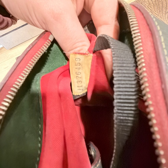 Dooney & Bourke Olive Leather Satchel with Burgundy Trim and Brass Hardware - Picture 12 of 13